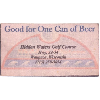 1 Can of Beer - Hidden Waters (Waupaca, Wisconsin) ND front