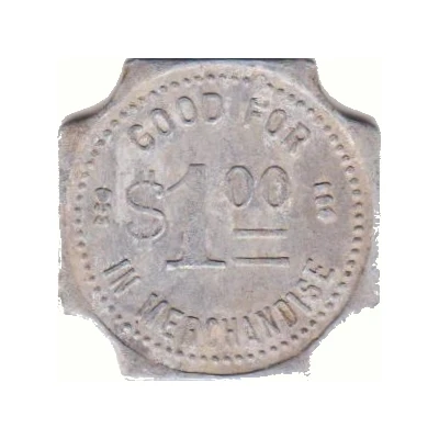 1 Dollar - C.J. Kruse General Merchandise (Winslow, Nebraska) ND back