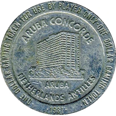 1 Dollar Gaming Token - Aruba Concorde front