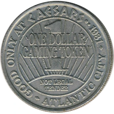 1 Dollar Gaming Token - Ceasars Palace Atlantic City back
