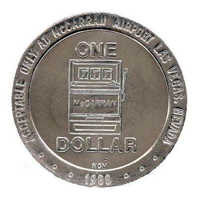 1 Dollar Gaming Token - McCarran Airport Las Vegas back