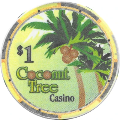 1 Dollar Poker Chip - Coconut Tree Casino ND front