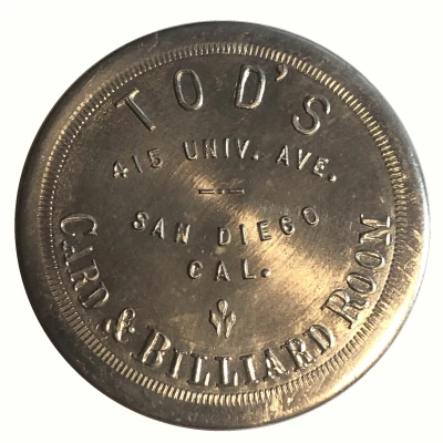 1 Dollar - Tod's Card and Billiard Room (San Diego, California) ND front