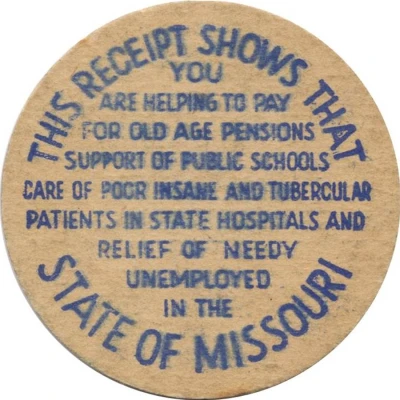 1 Mill - Retailers Sales Tax Receipt Missouri ND back