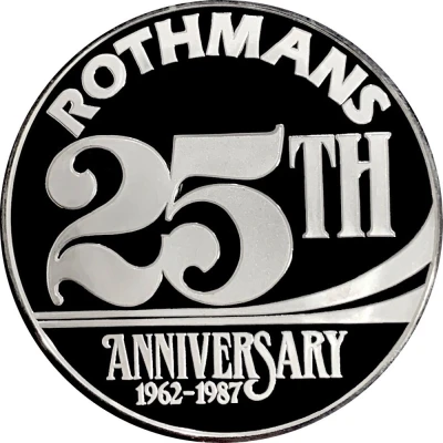 1 Ounce Silver Rothmans 25th Anniversary 1962-1987 Singapore ND front