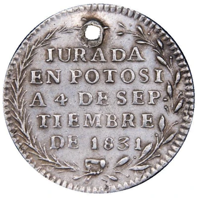 1 Sol - Andrés de Santa Cruz national sovereignty to the three powers of the state - Monetary Medal back