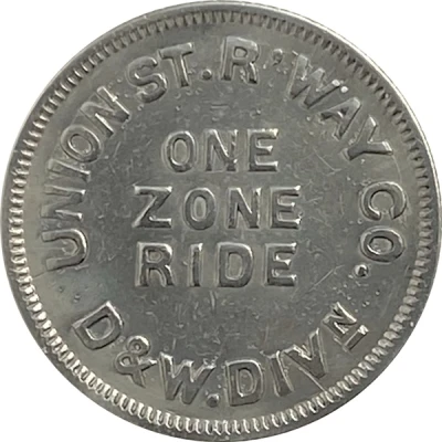 1 Zone Ride - Union St. R'Way Co. (New Bedford, Massachusetts) ND back