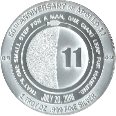 1 oz Silver GSM - Apollo 11 50th Anniversary back