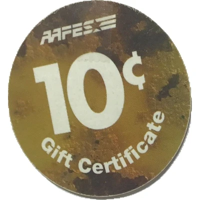 10 Cents - AAFES Gift Certificate 12A back