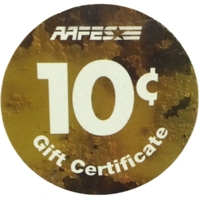 10 Cents - AAFES Gift Certificate 12E back
