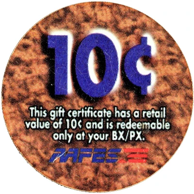 10 Cents - AAFES Gift Certificate 1A10 ND back