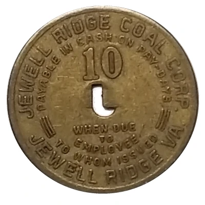 10 Cents - Jewell Ridge Coal Corp. (Jewell Ridge, Virginia) ND front