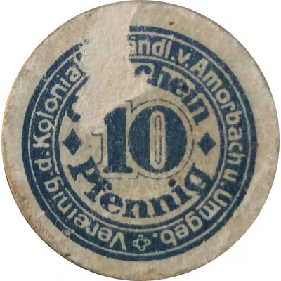 10 Pfennigs Vereinigung der Kolonialwaren-Händler von Amorbach und Umgebung ND back