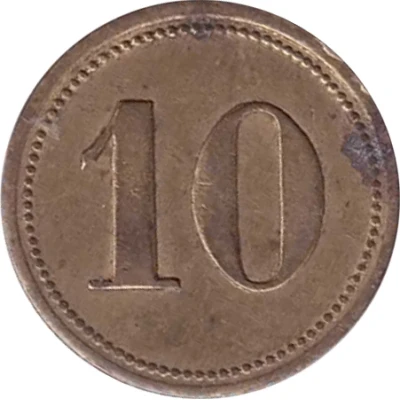 10 Pfennigs (Wert-Marke; Countermarked "AS") ND back