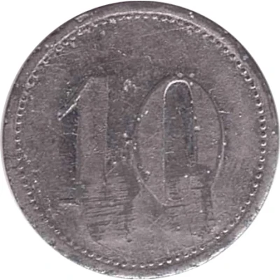 10 Pfennigs (Wert-Marke; Countermarked "BW") ND back