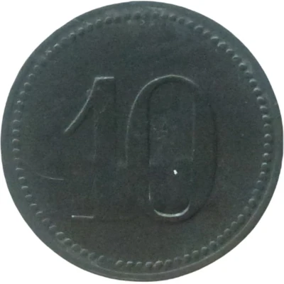 10 Pfennigs (Wert-Marke; Countermarked "KMM") ND back