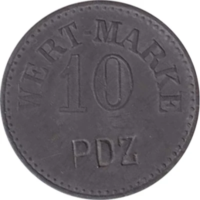10 Pfennigs (Wert-Marke; Countermarked "PDZ") ND front