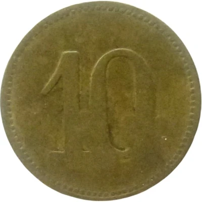 10 Pfennigs (Wert-Marke; Countermarked "W.B.") ND back