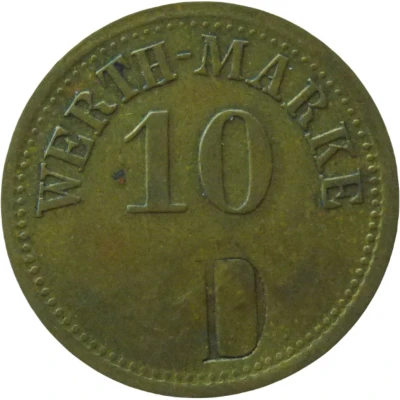 10 Pfennigs (Werth Marke; Countermarked "D" on both sides) ND front