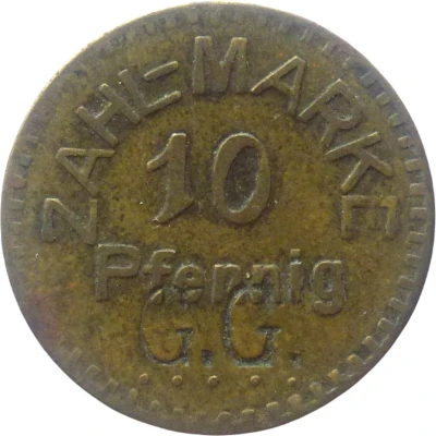 10 Pfennigs (Zahl-Marke; Countermarked "G.G.") ND front