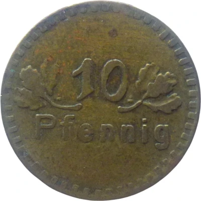 10 Pfennigs (Zahl-Marke; Countermarked "G.G.") ND back