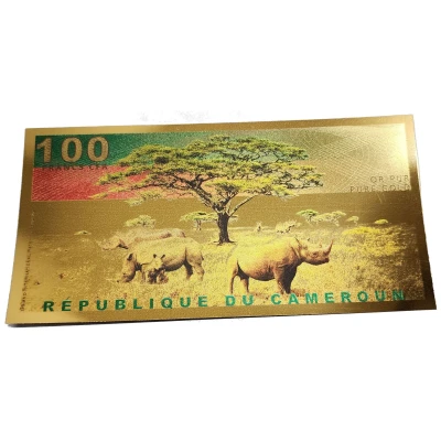 100 Francs Black Rhinoceros back