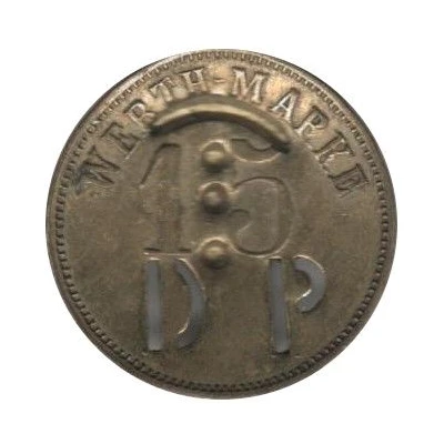 15 Pfennigs (Small lettering Werth-Marke; Countermarked "DP") ND front