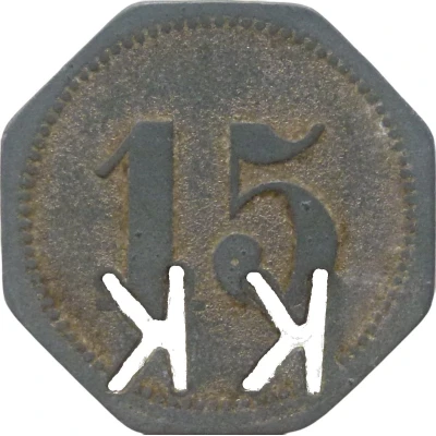 15 Pfennigs (Wert-Marke; with cutout "KK") ND back