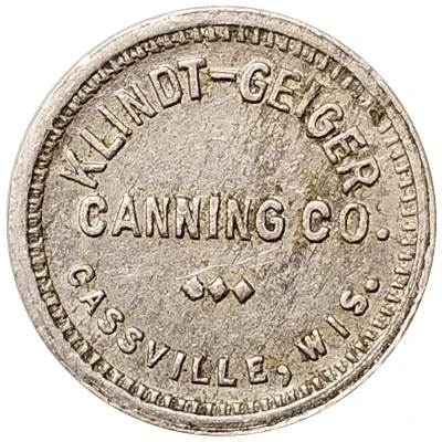 2½ Cents Husking Check - Klindt-Geiger Canning Co. (Cassville, Wisconsin) ND front