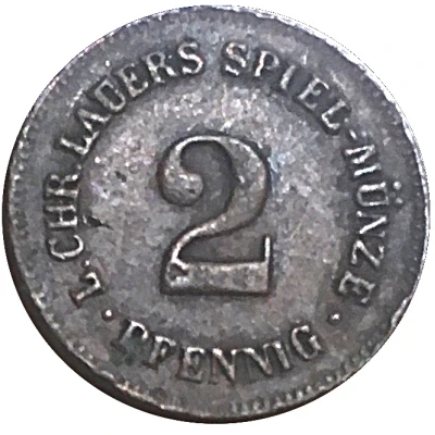 2 Pfennigs Spiel-Münze Lauers ND back