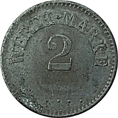 2 Pfennigs (Werth-Marke; Iron; 16.2 mm) ND front
