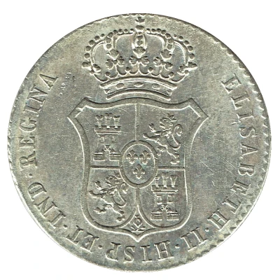 2 Reales - Isabella II proclamation medal; Madrid front