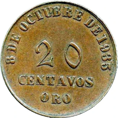 20 Centavos Oro - Monument to Admiral Grau back