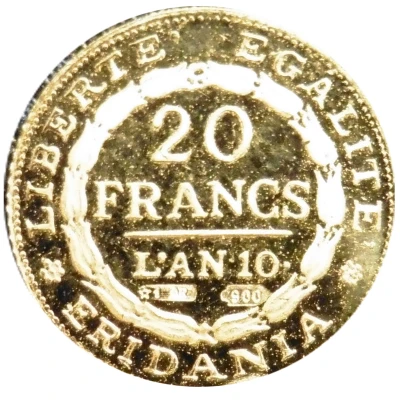 20 Francs - Piedmont (Mini Replica) ND back