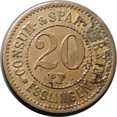 20 Pfennigs - Esslingen Consum and Spar-Verein ND back