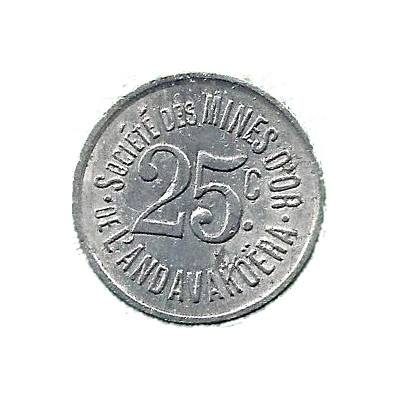 25 Centimes Société des Mines d'Or de l'Andavakoëra ND back