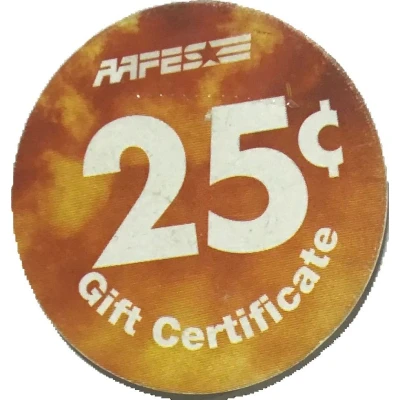25 Cents - AAFES Gift Certificate 10B back