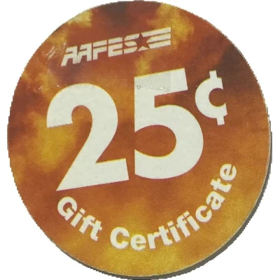 25 Cents - AAFES Gift Certificate 12B back