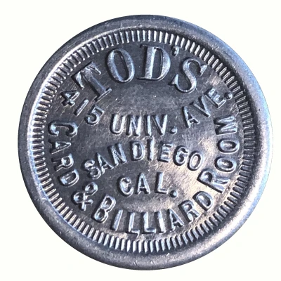 25 Cents- Tod's Card and Billiard Room (San Diego, California) ND front