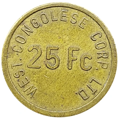 25 Francs - West. Congolese Corp. Ltd. ND front