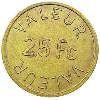 25 Francs - West. Congolese Corp. Ltd. ND back