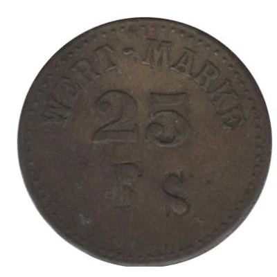 25 Pfennigs (Wert-Marke; Countermarked "FS") ND front