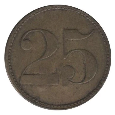 25 Pfennigs (Wert-Marke; Countermarked "FS") ND back