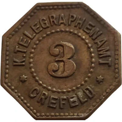 3 Pfennigs - Crefeld (K. Telegraphenamt) ND front