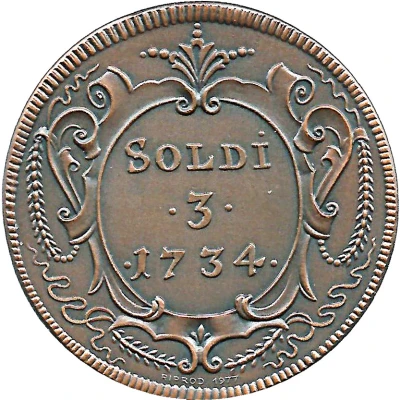 3 Soldi - Gorizia 1734 Restrike front