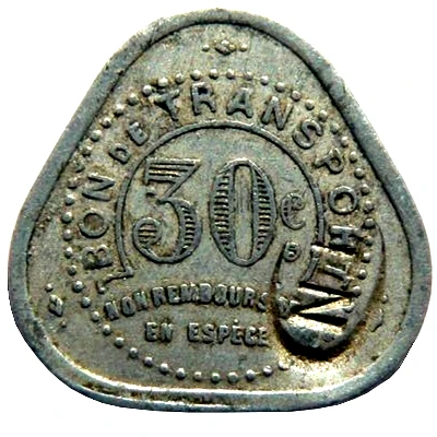 30 Centimes - Tramways de Nantes (44) ND back