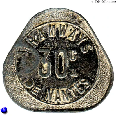 30 Centimes Tramways de Nantes [44] ND back