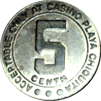 5 Cent Gaming Token - Playa Chiquita ND back