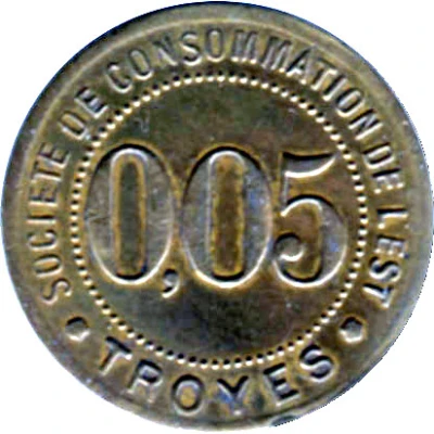 5 Centimes - Société de consommation de l'Est (Troyes) ND back