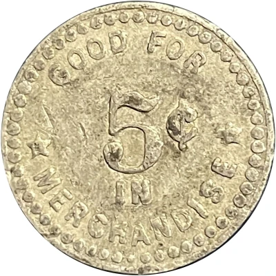 5 Cents - Chas. Plageman (Ovid, Colorado) ND back